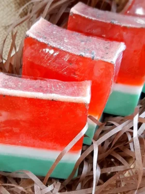 9acb84e93329a4bff7a3afb5d3bc73f9.webp Watermelon Sweet & Juicy Handmade Soap | Coconut Oil Moisturizing Soap | Brightening & Hydrating Body Care
