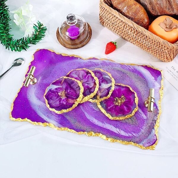 H103a074b85ab4973b04a315f9097e0722.jpg Drusy Coaster Resin Mold | Geode Epoxy Silicone Mold for Cup Mats, Fruit Tray & DIY Home Decoration Casting