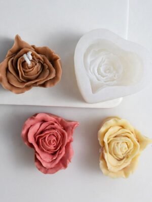 H145e61e15fcf4998a14fd71461cdc979W.jpg Rose Flower Heart Silicone Mold | DIY Candle, Soap & Cake Decoration Mold | Wedding & Valentine Craft Tool