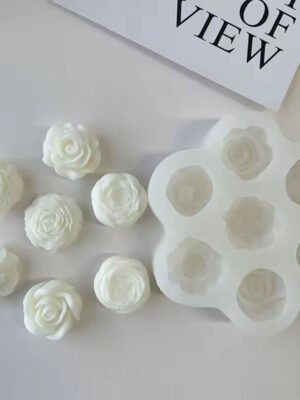 H1876f03cf92d472fb99add329de1b073d.jpg 7-Cavity 3D Austin Rose & Peony Silicone Mold | DIY Soap, Candle Wax & Craft Making Mold | Flexible Flower Design