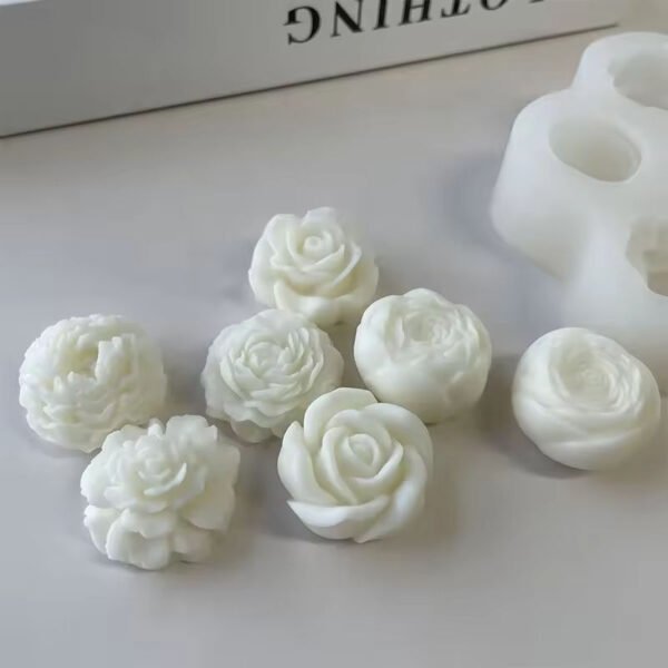 7-Cavity 3D Austin Rose & Peony Silicone Mold | DIY Soap, Candle Wax & Craft Making Mold | Flexible Flower Design