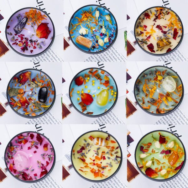 High Quality Aromatherapy Scented Candle | Dried Flower & Crystal Tin Candle | Home Fragrance Gift | Low MOQ Wholesale