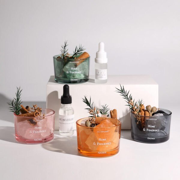 Expanding Non-Fire Aromatherapy Crystal Stone Diffuser | Air Freshener Home Decor Pot with Dried Flower | Natural Fragrance Stone Set