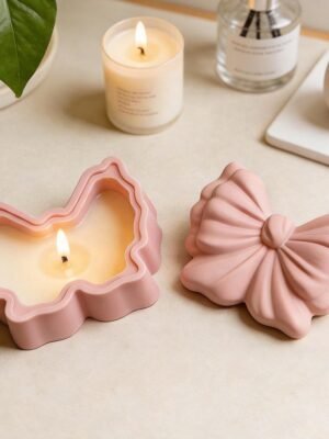 Hb6b71e73b29745cbaa6c266565ce3db8U.jpg Bow Resin Storage Box Silicone Mold with Lid | Epoxy Casting Jewelry Box, Candle Holder & Concrete DIY Craft Mold