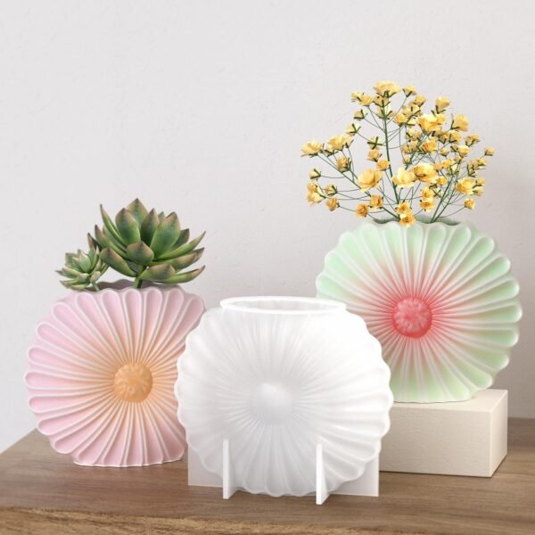 3D Sunflower Vase Silicone Mold | DIY Resin, Concrete & Gypsum Flower Pot Ornaments | Creative Turnsole Decorative Craft Mold