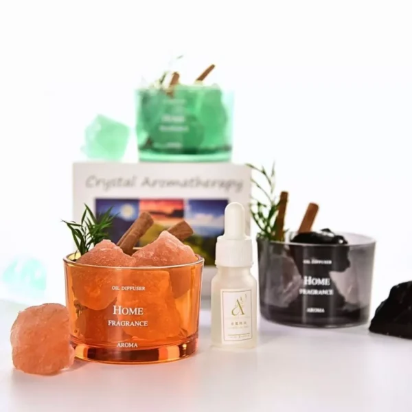 Aroma Crystal Stone Diffuser | Essential Oil Air Freshener with Dried Flowers | Home Decor & Handle Gift Set