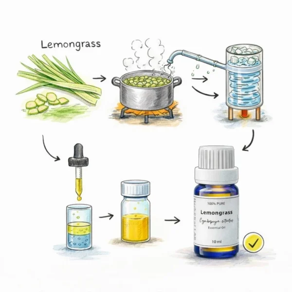 Herbal Lab Pure Lemongrass Essential Oil | 100% Natural Aromatherapy Oil for Diffuser, Massage & Home Fragrance