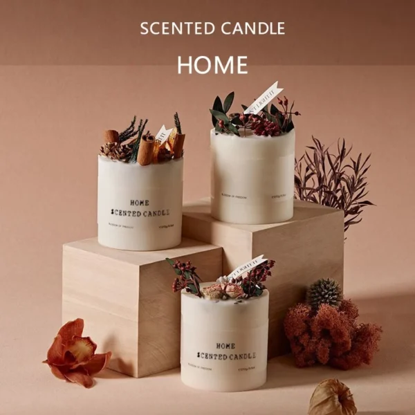 Floral Forest Scented Candle | Soy Wax Aromatherapy Candle with Dried Flower Decor | Relaxing Bedroom & Gift