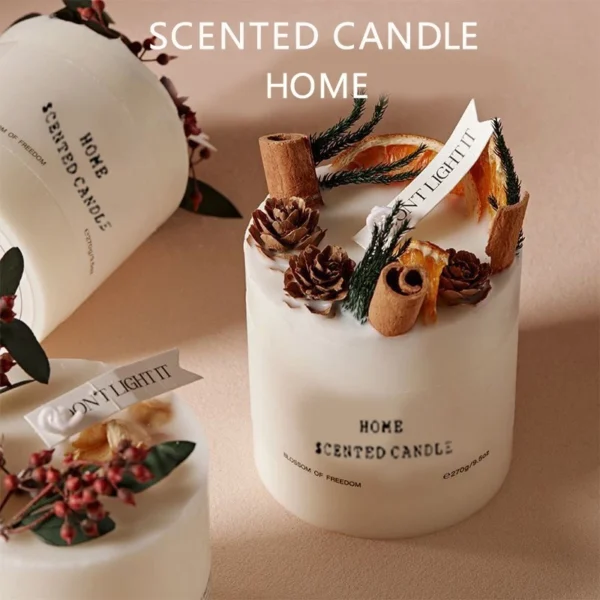 Floral Forest Scented Candle | Soy Wax Aromatherapy Candle with Dried Flower Decor | Relaxing Bedroom & Gift