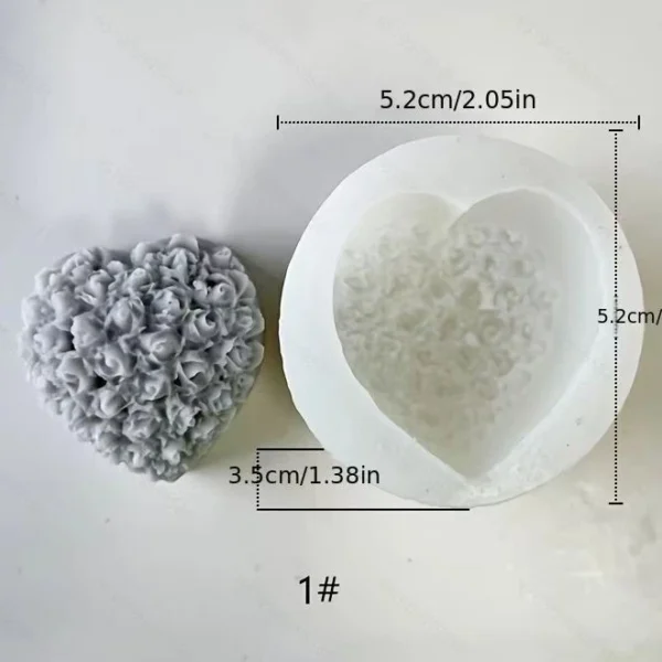 Love Rose Heart Silicone Mold | Fondant Chocolate Soap & Cake Decoration Mold | DIY Mousse Baking Tool