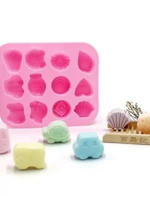sg-11134201-7rcew-ltjkmxs5fysjdb.webp 12-Cavity Multi-Shape Silicone Soap Mold | Animal & Flower Handmade Soap Making Mold | DIY Craft Soap Form