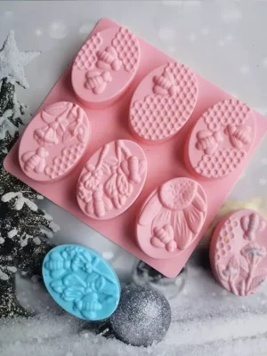 sg-11134201-820ol-mnl2o2qt2tqa20.webp Healthy Materials Honey Bee Silicone Soap Mold | 6-Cavity Oval 3D Handmade Soap Making Mold | DIY Craft Soap Silicone Form